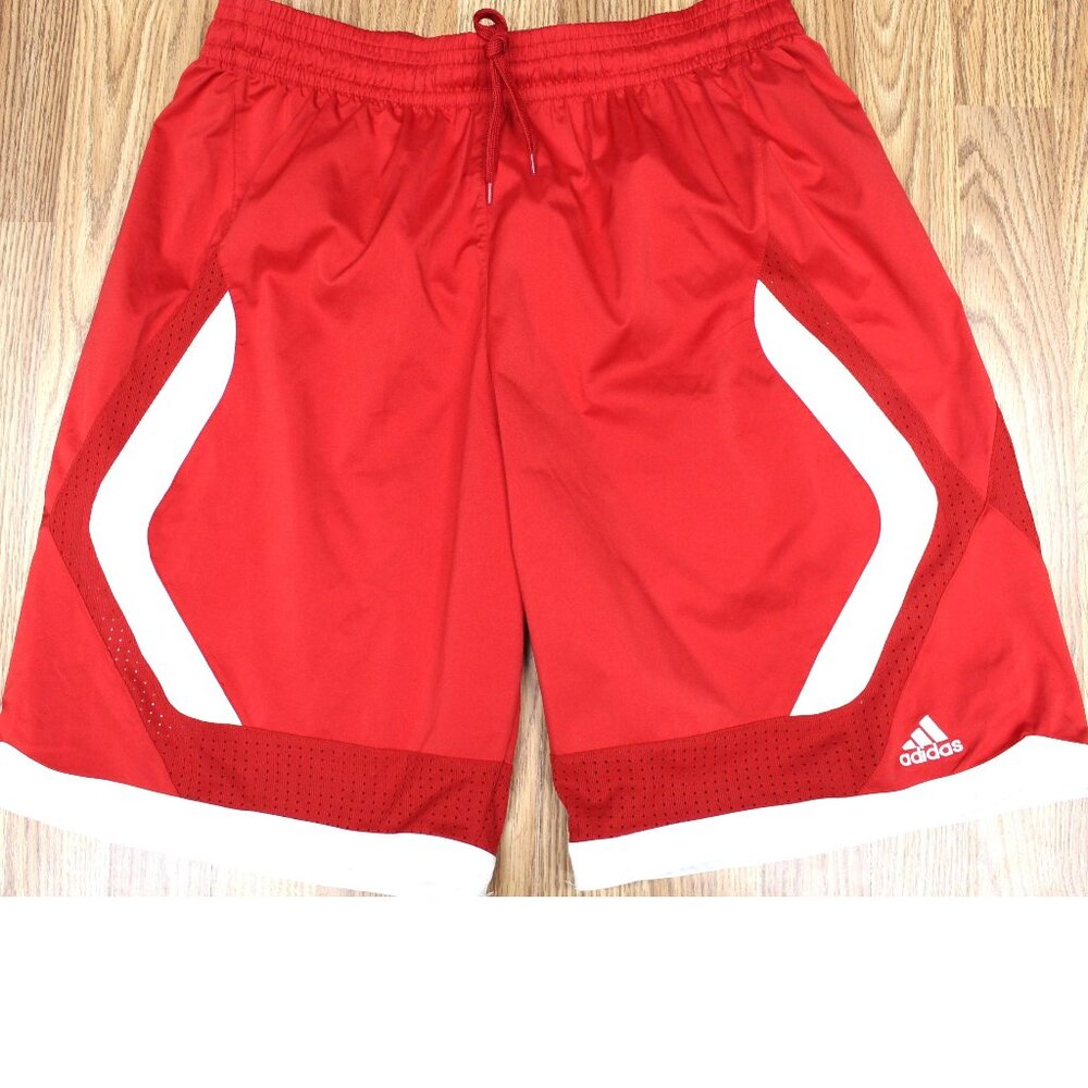 ADIDAS AEROREADY LIGHTWEIGHT POLYESTER SHORTS LIGHT RED & WHITE Sz MEDIUM, M